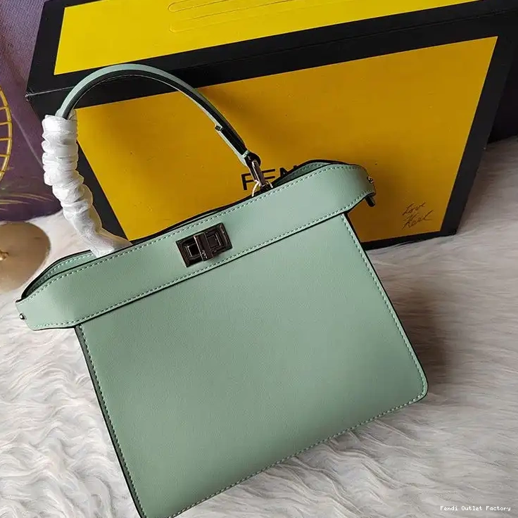 Vintage HOT Fendi Bag Nappa Green Peekaboo In ISeeU Petite Leather 0507